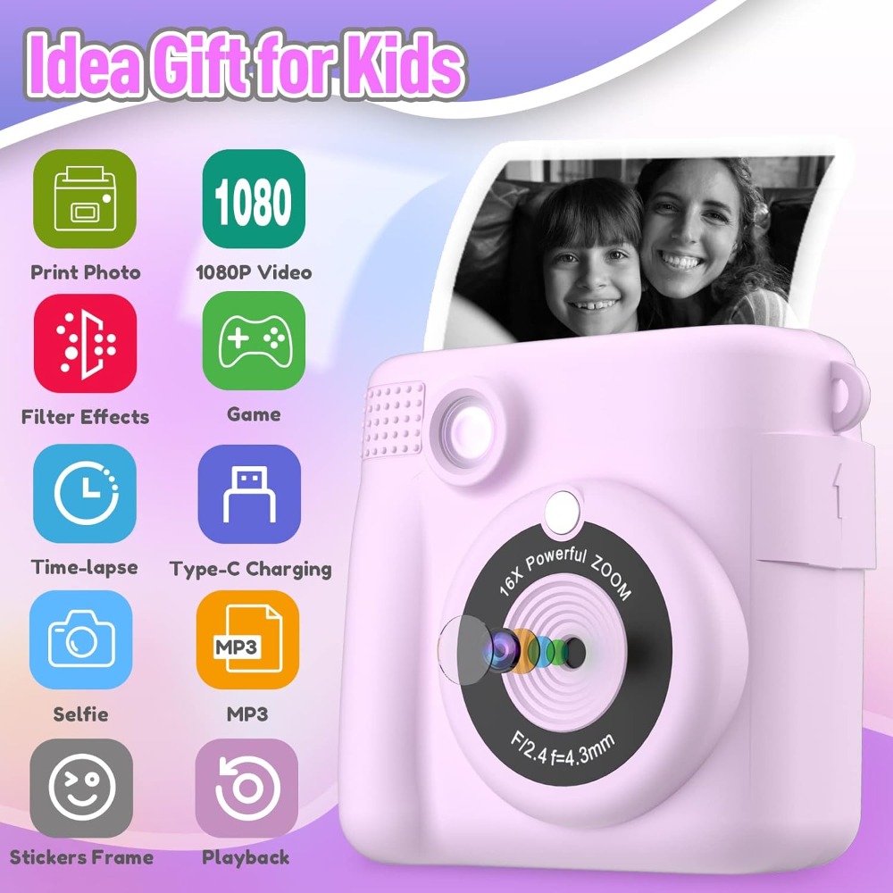 Instant Print Camera for Kids, - đánh giá và giá Kids Toys 3 Year Old